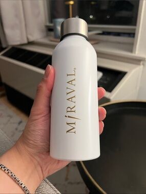 White Stainless Steel Water Bottle with Gold Logo
